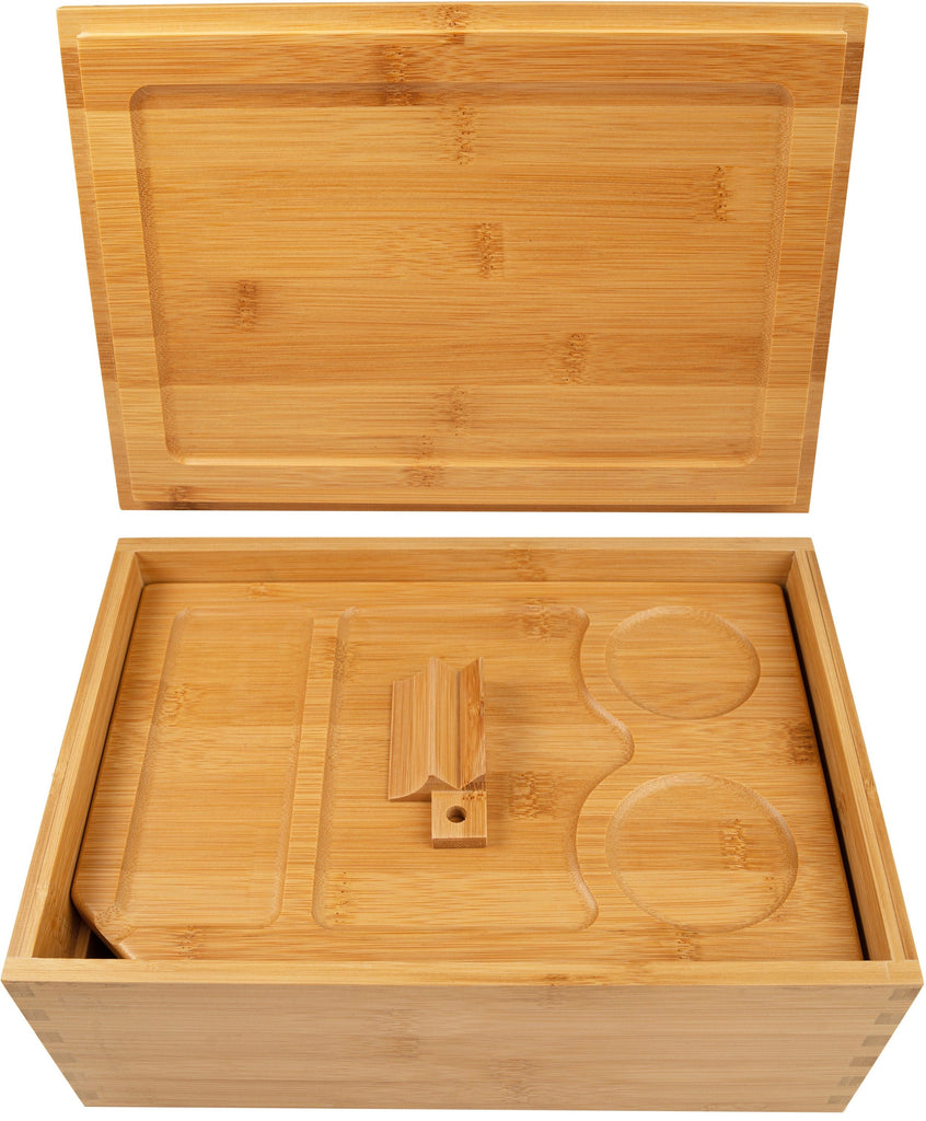 Blake & Lake Wood Stash Box with Rolling Tray - Wood Stash Box w/Storage - Rolli